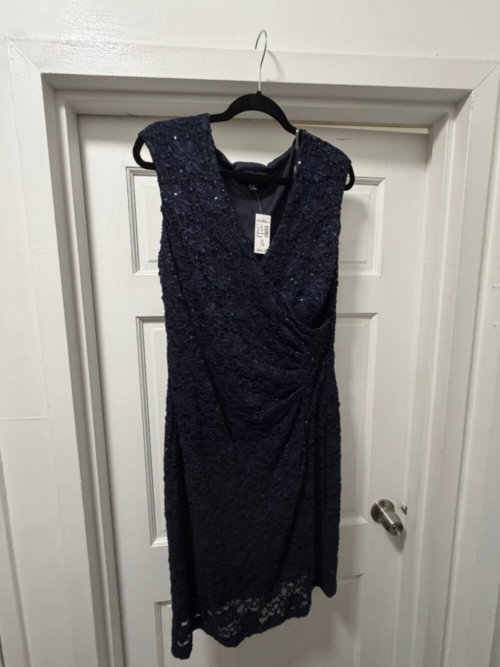 Navy Lace & Sequin Cocktail Dress